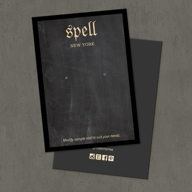 Coola Black Rustic Edgy Earring Visning Card Visitkort (Skapare uppladdad)