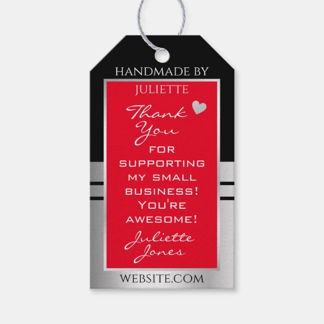 Coola Black Silver & Red Färg Packing Tack Presentetikett (Framsidan)