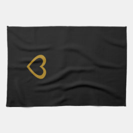 Coola Black Sweet Guld Heart Towel Kökshandduk