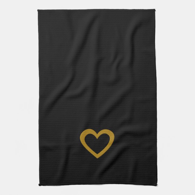Coola Black Sweet Guld Heart Towel Kökshandduk (Vertikal)