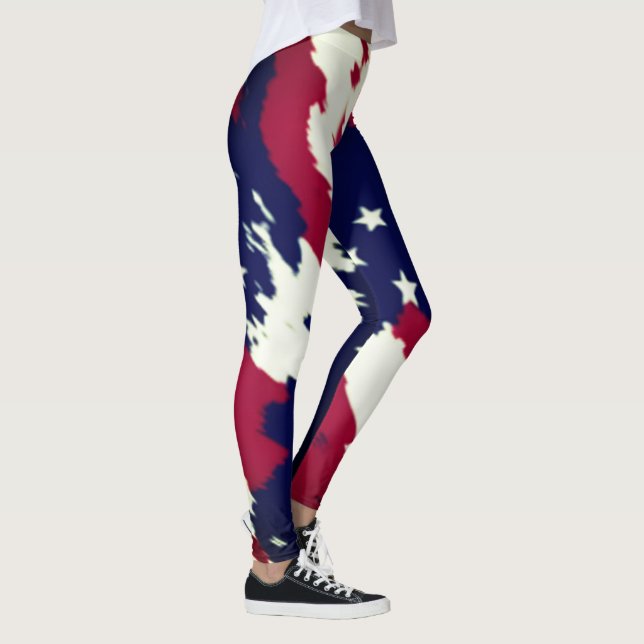 Coola Black USA American Flagga Leggings (Höger)