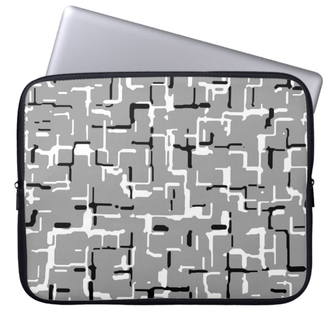 Coola Black White Grått Mönster Laptop Fodral (Framsidan)