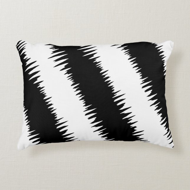 Coola Black Zigzag Stripe Mönster Prydnadskudde (Framsidan)