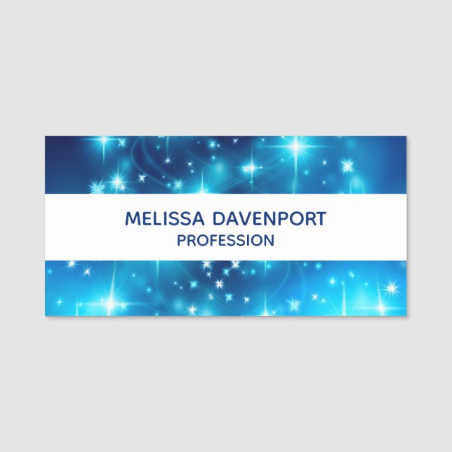 Coola Blått mousserande Ljus Abstrakt - bakgrund Namnbricka (Framsida)