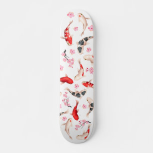 Coola Blommigt Japansk koifisk Mini Skateboard Bräda 18,5 Cm