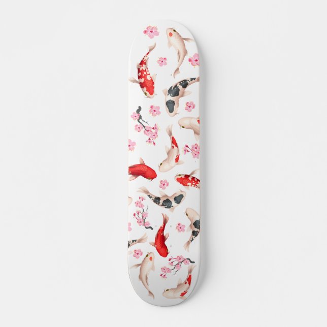 Coola Blommigt Japansk koifisk Mini Skateboard Bräda 18,5 Cm (Framsida)
