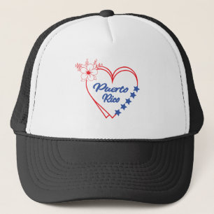 Coola Blommigt Puerto Rico Heart Illustration Keps