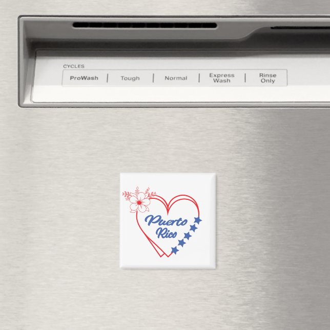 Coola Blommigt Puerto Rico Heart Illustration Magnet (In Situ (Dishwasher))