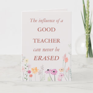 Coola Blommigt Rosa Lärarcitat Tack Kort