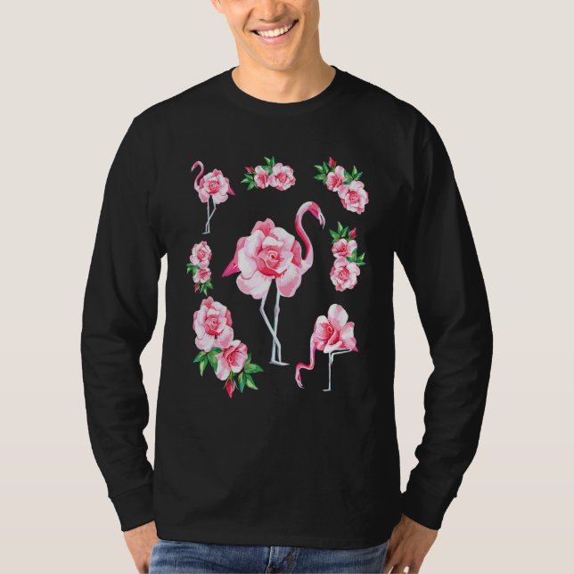 Coola Blommigt Sommar Rosa Flamingo Novelty Graphi T Shirt (Framsida)