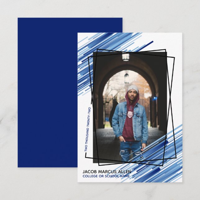 Coola Blue Abstrakt Photo Studenten annons Inbjudningar (Fram/baksida)