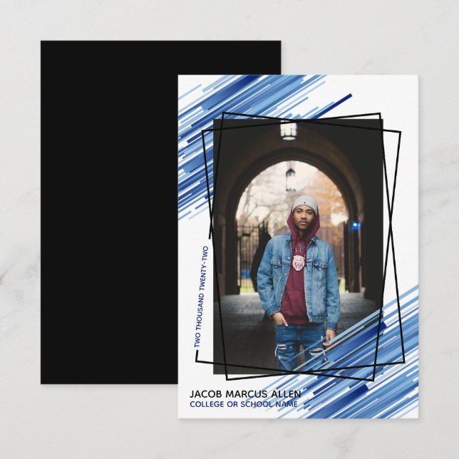 Coola Blue Abstrakt Photo Studenten annons Inbjudningar (Fram/baksida)