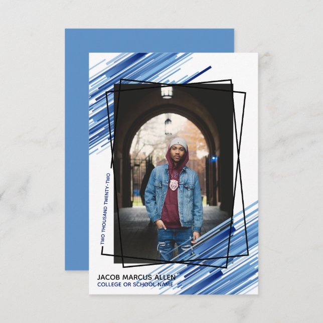 Coola Blue Abstrakt Photo Studenten annons Inbjudningar (Fram/baksida)