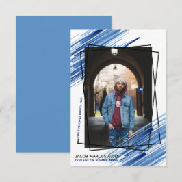 Coola Blue Abstrakt Photo Studenten annons Inbjudningar
