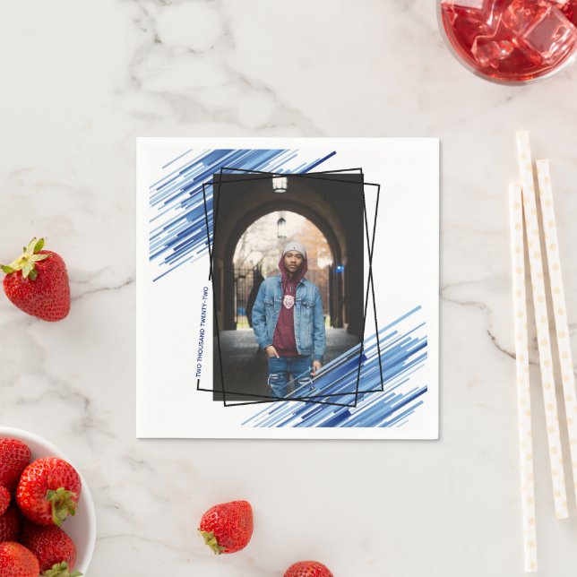 Coola Blue Abstrakt Photo Studentfest Pappersservett (Insitu)