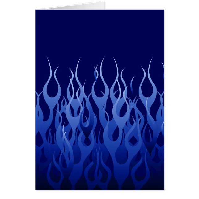 Coola Blue Automotive Tävla Flames Hälsningskort (Framsidan)