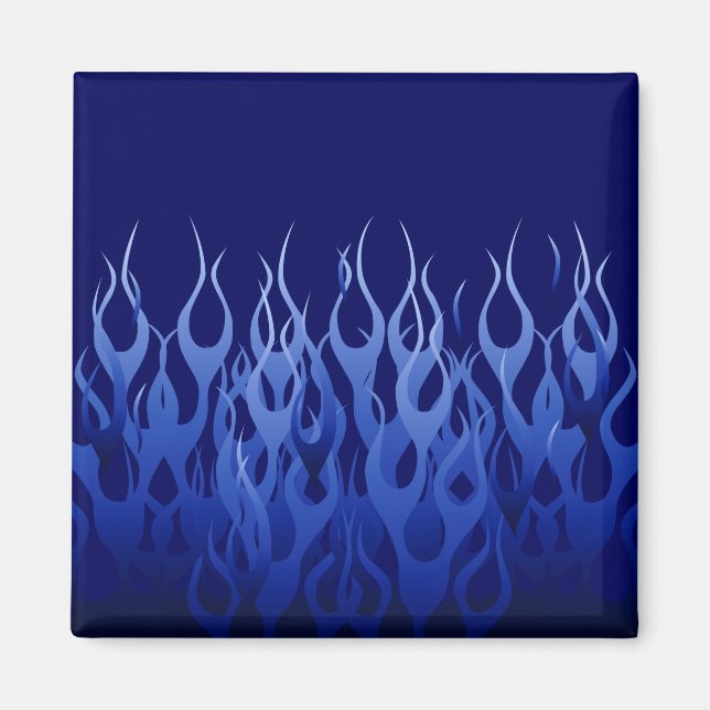 Coola Blue Automotive Tävla Flames Magnet (Framsidan)