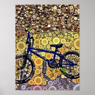 Coola Blue Bike Concentric Circle Mosaic Mönster Poster