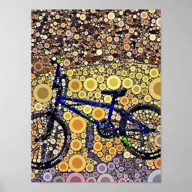 Coola Blue Bike Concentric Circle Mosaic Mönster Poster (Framsidan)