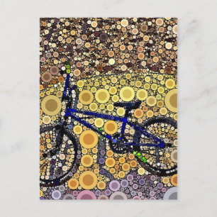 Coola Blue Bike Concentric Circle Mosaic Mönster Vykort