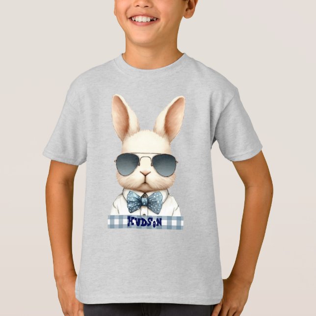 Coola Blue Bowtie Påskhare Personlig T-Shirt (Framsida)