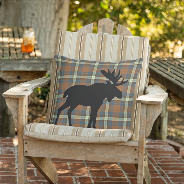 Coola Blue Brown Light Gult Lumberjack Mönster Kudde (Stol)