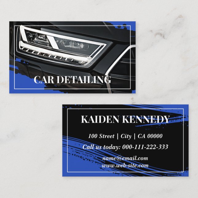 Coola Blue Car Service - information om fotomall Visitkort (Fram/baksida)