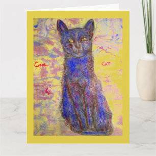 coola Blue cat grattis på födelsedagen snubben Kort