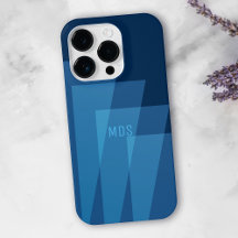 Coola Blue Geometric Mönster Monogram iphone case