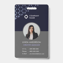 Coola Blue Grått Employee Photo ID Geometric Mönst