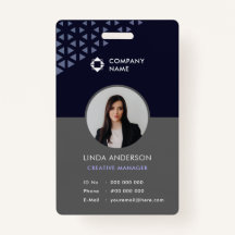Coola Blue Grått Employee Photo ID Geometric Mönst