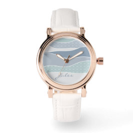 Coola Blue Grönt Curved Rand Abstrakt Vinkarare Na Armbandsur