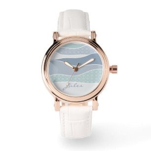 Coola Blue Grönt Curved Rand Abstrakt Vinkarare Na Armbandsur
