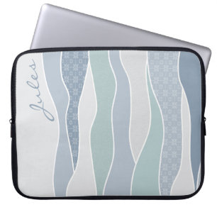 Coola Blue Grönt Curved Rand Abstrakt Vinkarare Na Laptop Fodral