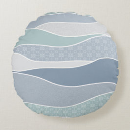 Coola Blue Grönt Curved Rand Abstrakt Vinkarare Rund Kudde