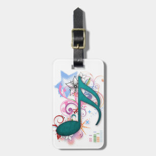 Coola Blue grunge Music Note stjärnor blommor snur Bagagebricka