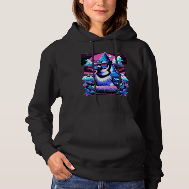 Coola Blue Jay Bird 80s Retrowave 90s Vaporwave Bl T Shirt (Framsida)