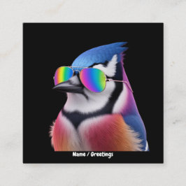 Coola Blue Jay Bird Wearing Sunglasses Retro Fyrkantigt Visitkort