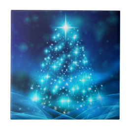 Coola Blue Julgran med mousserande Ljus Kakelplatta