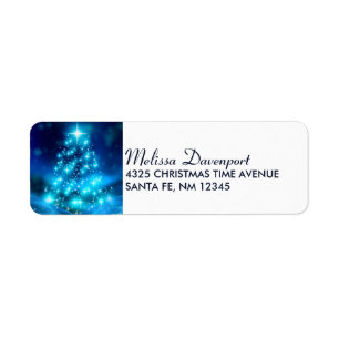 Coola Blue Julgran med mousserande Ljus Returadress Etikett