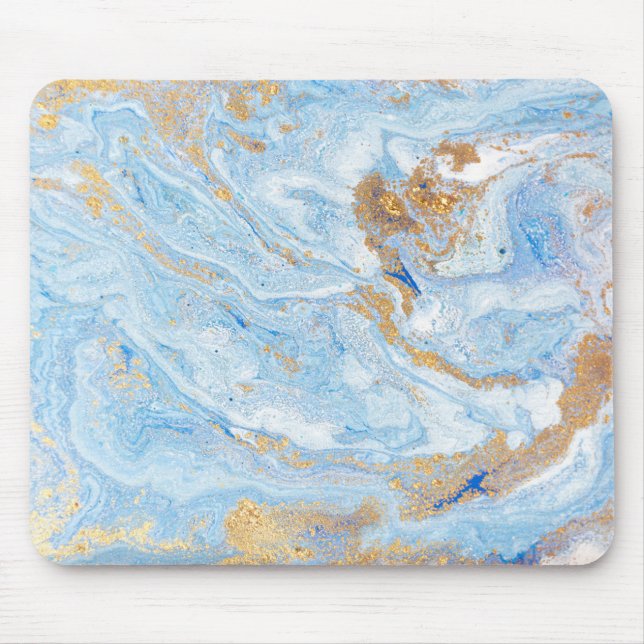 Coola Blue Marble Guld Glitter Musmatta (Framsidan)