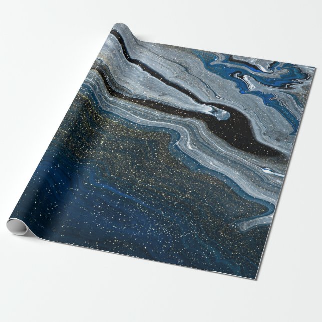 Coola Blue Marble Struktur Presentpapper (Utrullad)