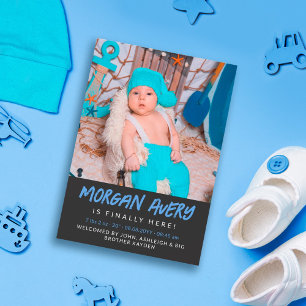 Coola Blue Marker Font Nyfödd bebis Boy Photo Meddelande