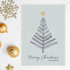 Coola Blue Minimalist Hand plockade Träd jul Julkort