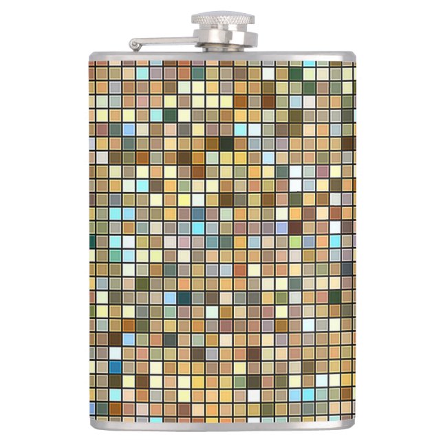 Coola Blue och Earth Tones Square Tiles Mönster Fickplunta (Framsidan)