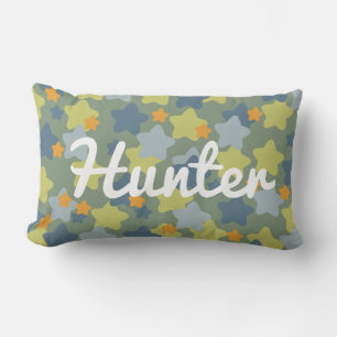 Coola Blue och Grönt Star Camo Boys Room Lumbarkudde