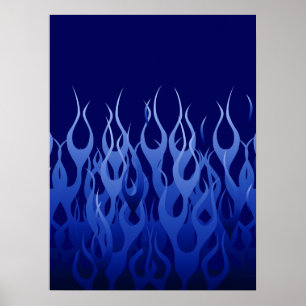Coola Blue på blå Tävla Flamor Poster
