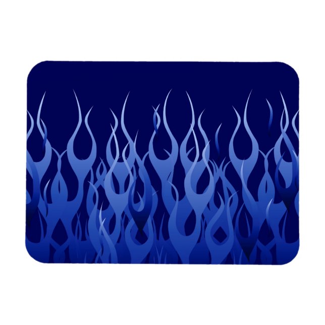 Coola Blue på Blue Tävla Flames dekoration Magnet (Horisontell)