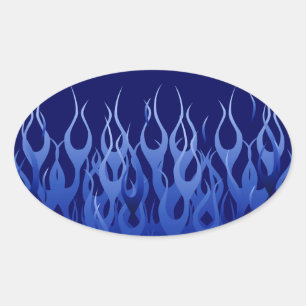 Coola Blue på Blue Tävla Flames dekoration Ovalt Klistermärke