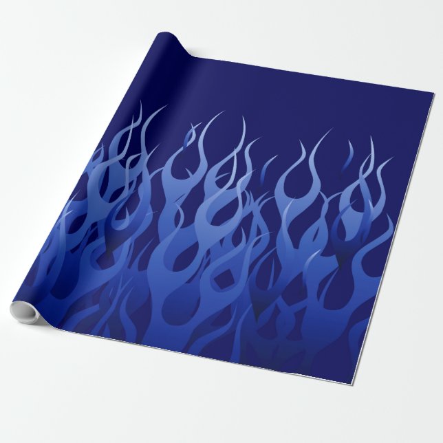 Coola Blue på Blue Tävla Flames dekoration Presentpapper (Utrullad)